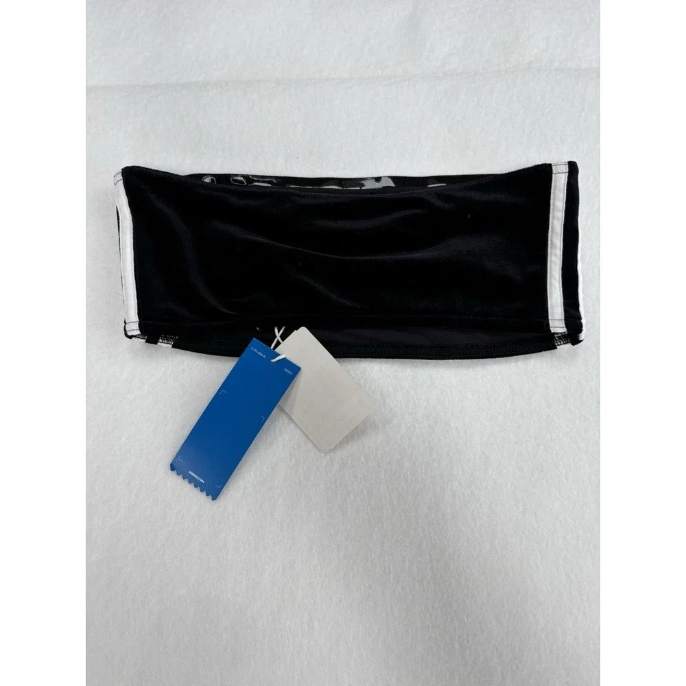 adidas BRA Women's Bandeau Strapless Bra Black/White Velour Size S